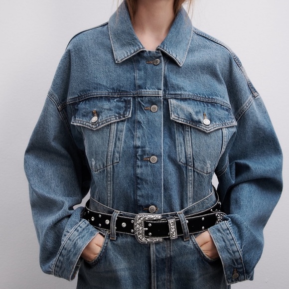 NWT Zara Oversized Fit Denim Jean Jacket - Picture 2 of 7